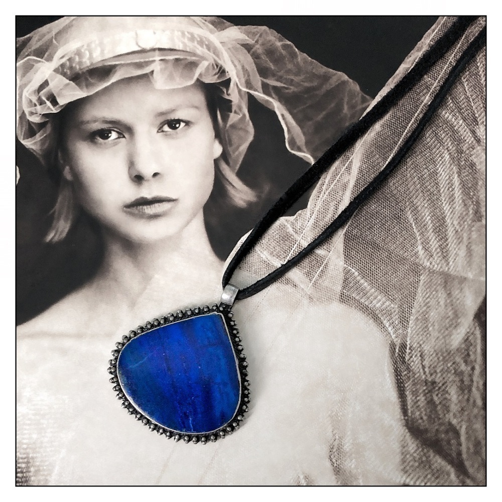 VINTAGE Tribal Kuchi Lapis Teardrop Boho Necklace